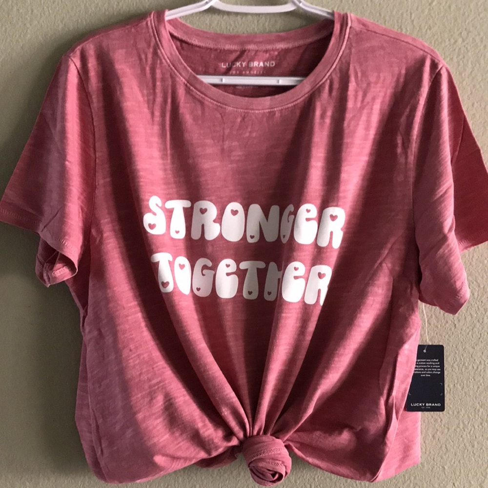 New Lucky Brand Women’s “Stronger Together” Heart Graphics Love Tee - Picture 2 of 9